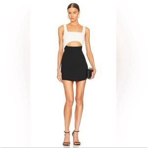 MISHA Pola Cloud Black Two Tone Cut Out Mini Dress Square Neck Bodycon 8